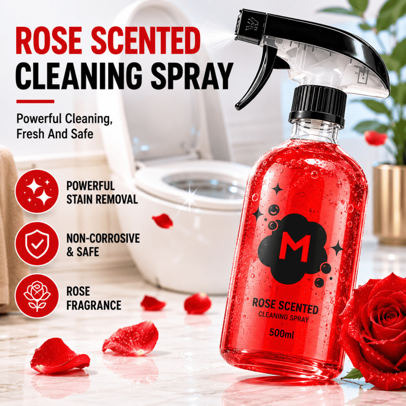 Home Fragrance Use - น้ำยาทำความสะอาดห้องน้ำ กลิ่นกุหลาบ ขจัดคราบ ใช้งานง่าย เป็นมิตรต่อสิ่งแวดล้อม ออกฤทธิ์เร็ว