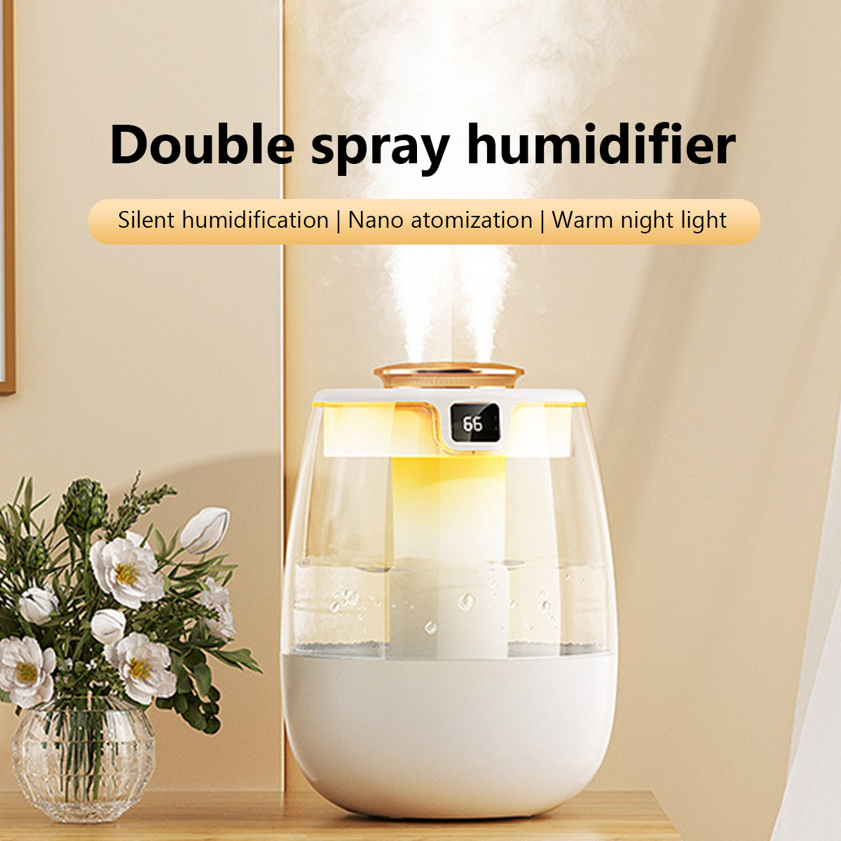 Home Fragrance Organic - 1.3L Air Humidifier สเปรย์คู่พอร์ต Cool Mist